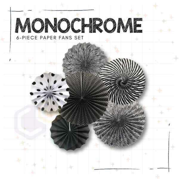 Monochrome Paper Fans Set