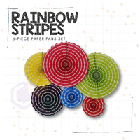 Rainbow Stripes Paper Fans Set