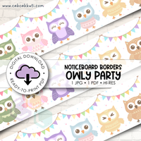 Noticeboard Borders - Owly Party (Digital Download)