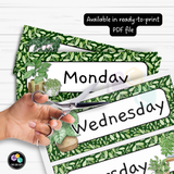 Flash Cards - Days of the Week Headers Bold Green (Digital Download)