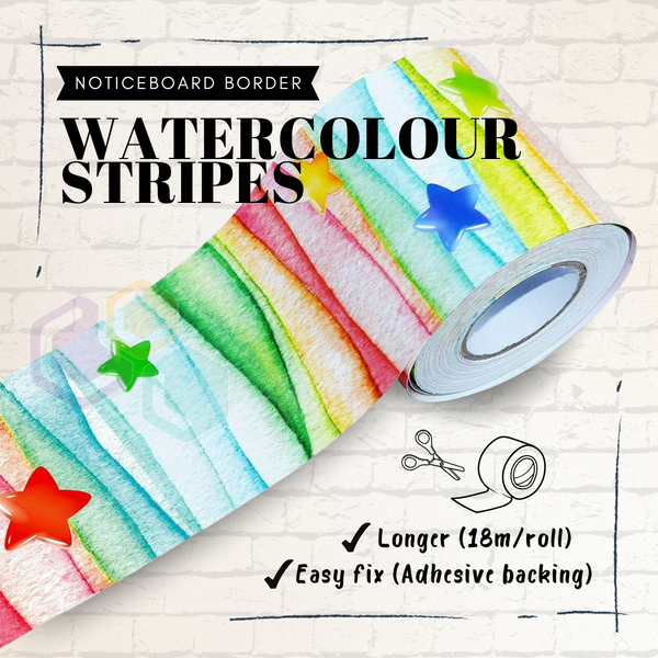 Watercolour Stripes Noticeboard Border