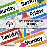 Flash Cards - Days of the Week Headers Colours (Digital Download)