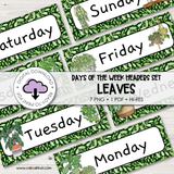 Flash Cards - Days of the Week Headers Leaves (Digital Download)