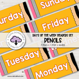 Flash Cards - Days of the Week Headers Pencils (Digital Download)